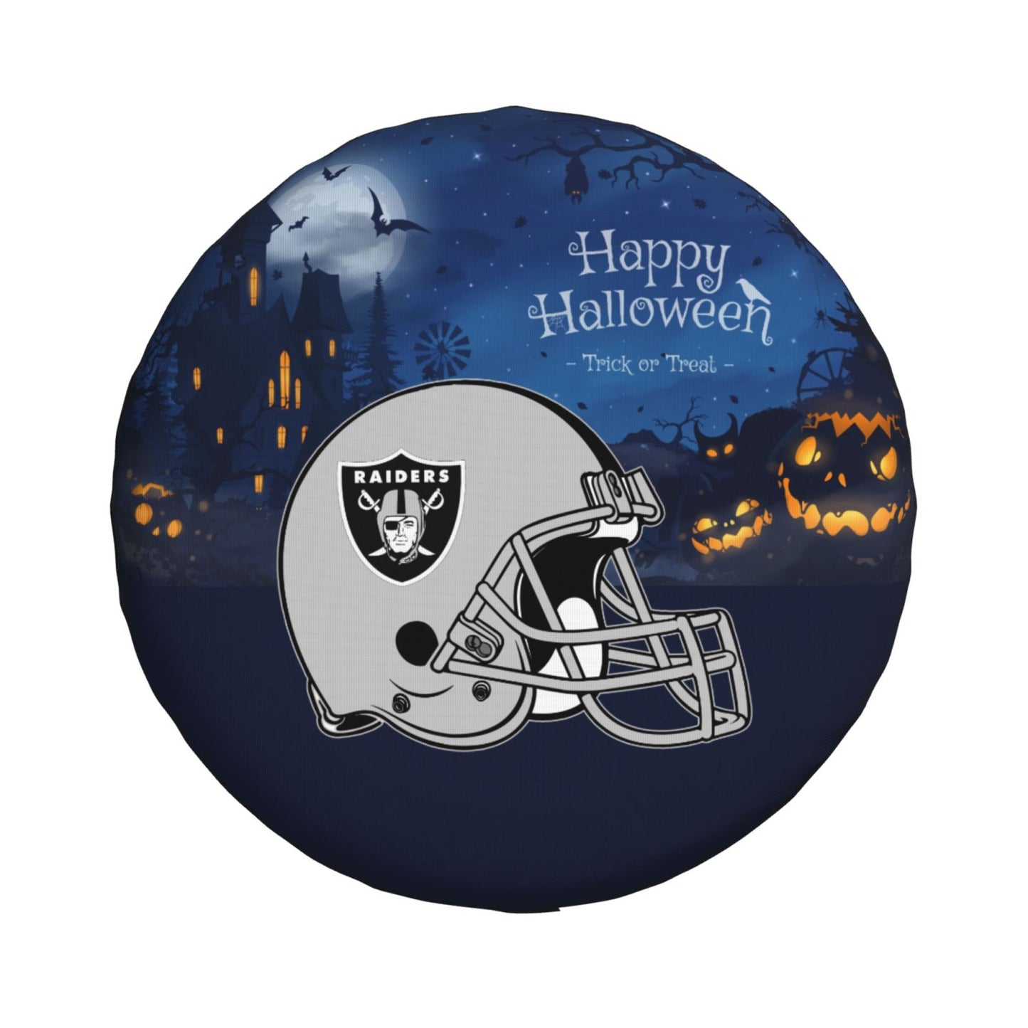Las Vegas Raiders printed car tire cover Happy Halloween printed tire dust cover