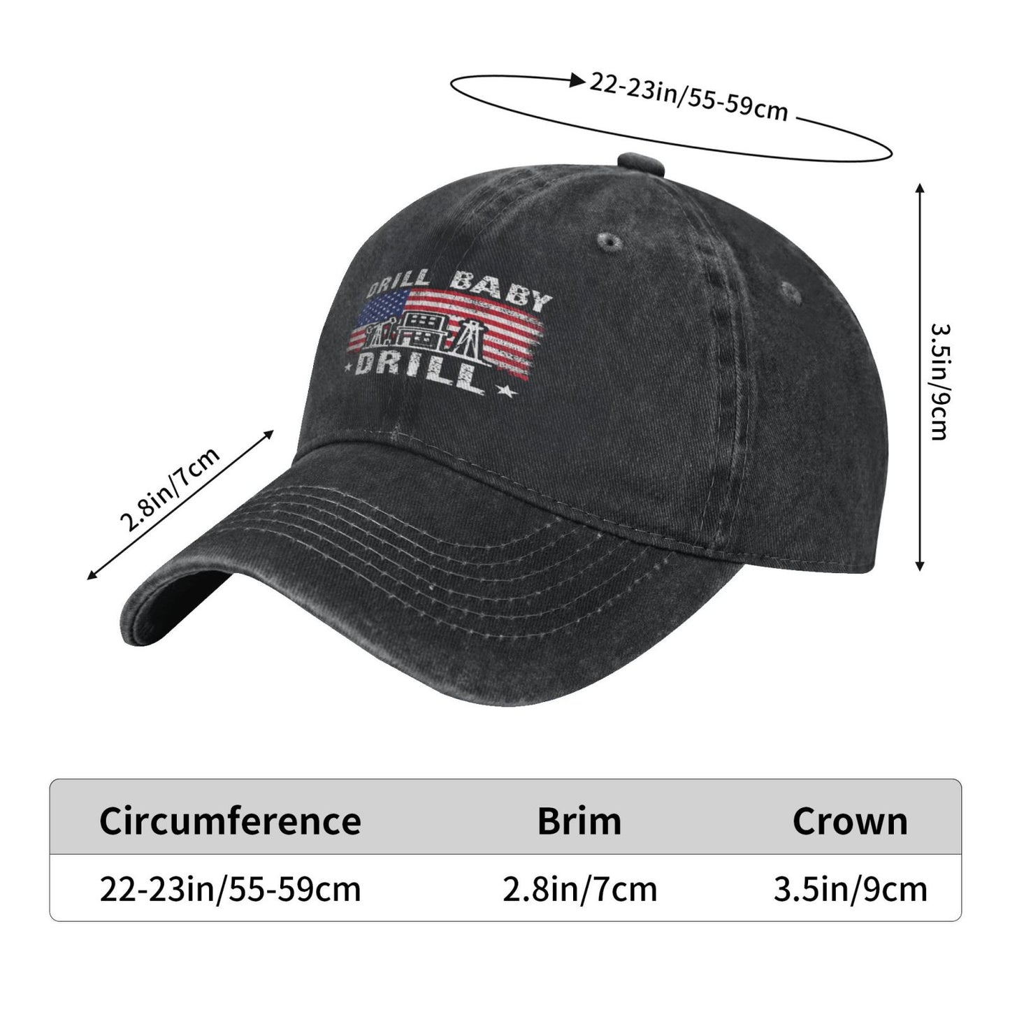 DRILL BABY DRILL Printed unisex baseball cap adjustable cap veteran gift