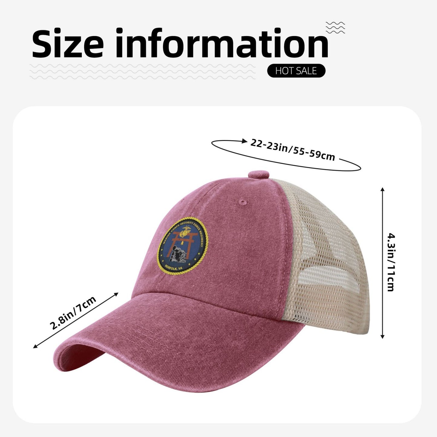 MCSF Regt Printed unisex baseball cap adjustable grid baseball cap veteran gift