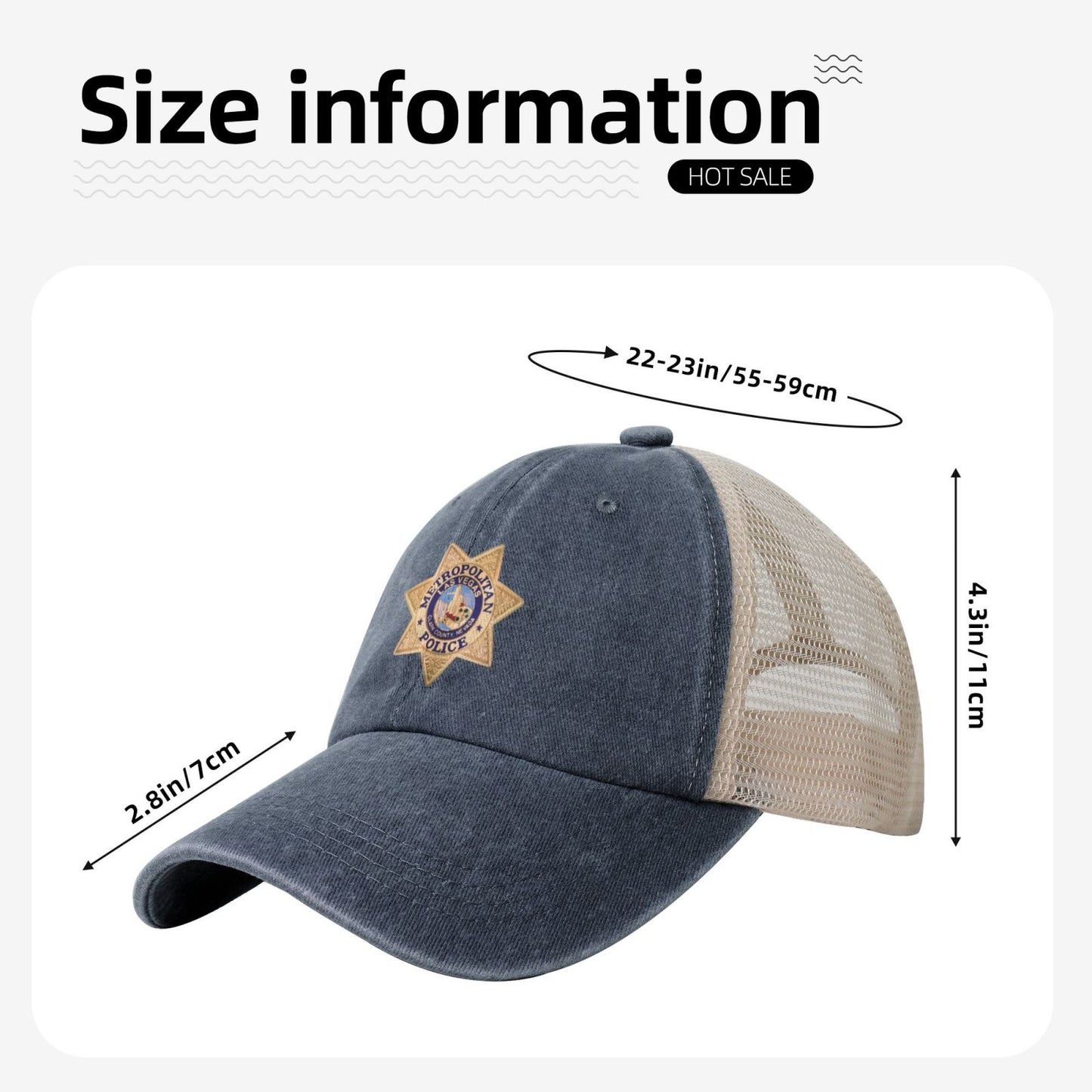 Las Vegas Metropolitan Police Department Printed unisex baseball cap adjustable grid baseball cap veteran gift
