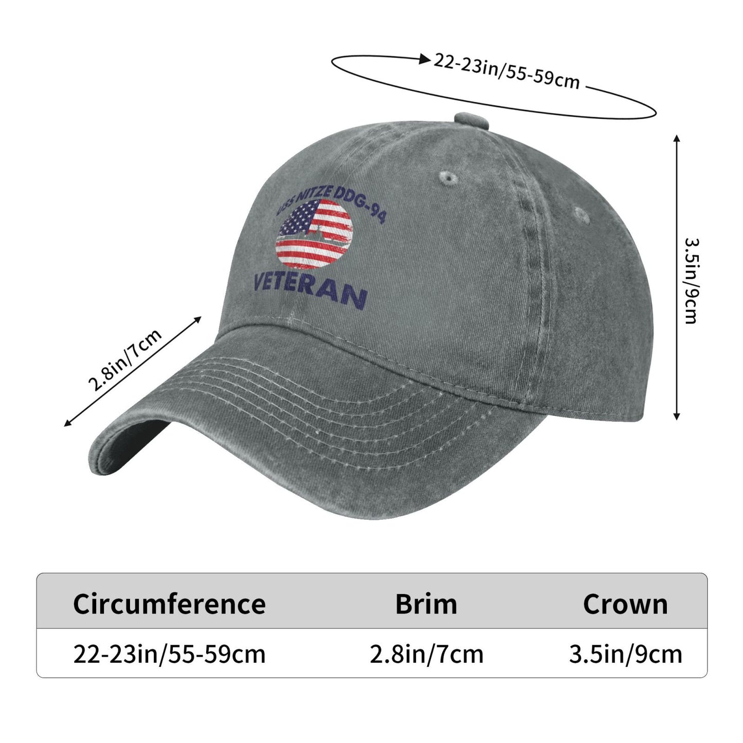 USS Nitze (DDG-94) print Unisex baseball cap adjustable sport hat veteran cap