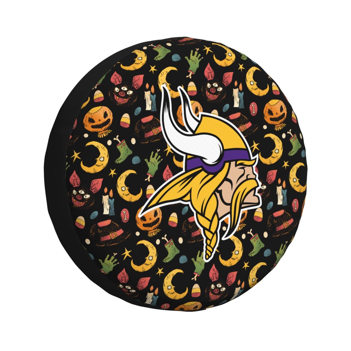 Minnesota Vikings logo Halloween Pumpkin Moon Print Car Tire Cover Tire Dust Cover