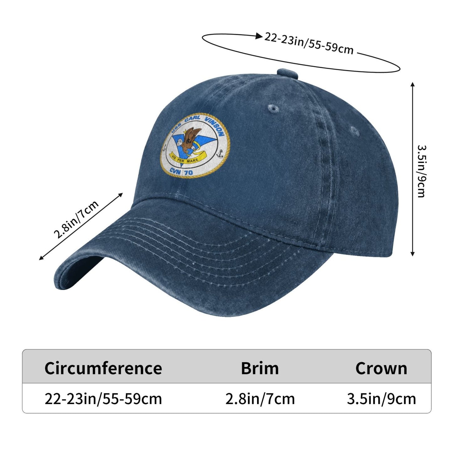 USS Carl Vinson CVN-70 Printed unisex baseball cap adjustable cap veteran gift