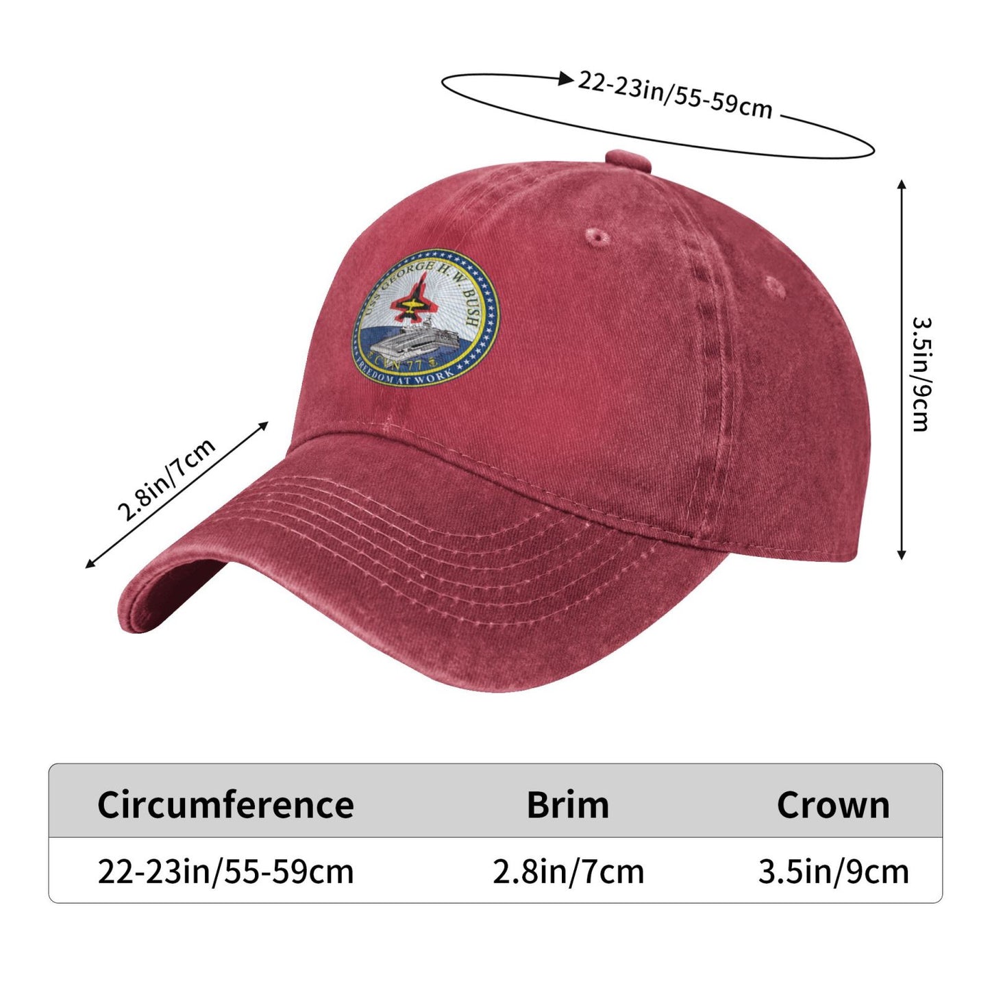 USS George H.W. Bush (CVN-77) Printed unisex baseball cap adjustable cap veteran gift