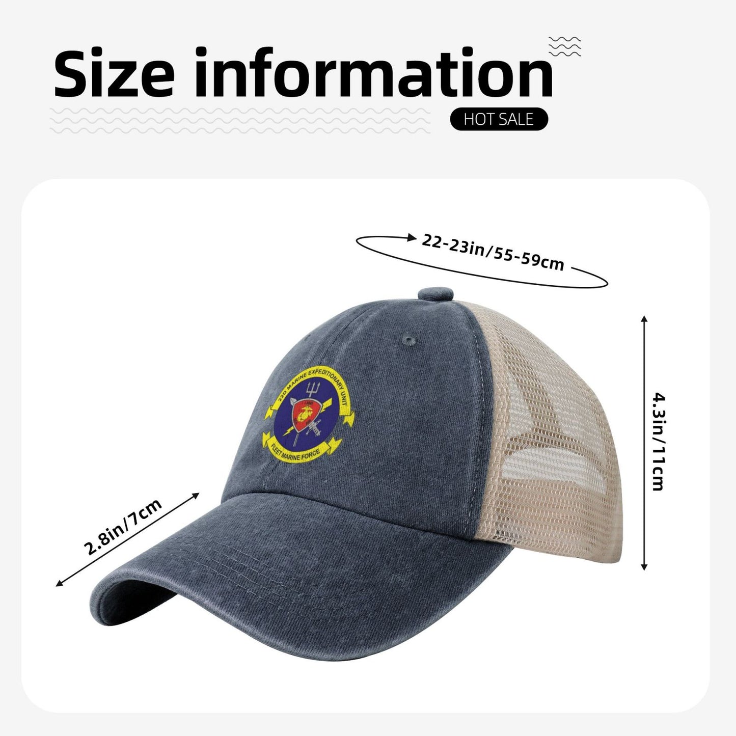MEU22 Printed unisex baseball cap adjustable grid baseball cap veteran gift