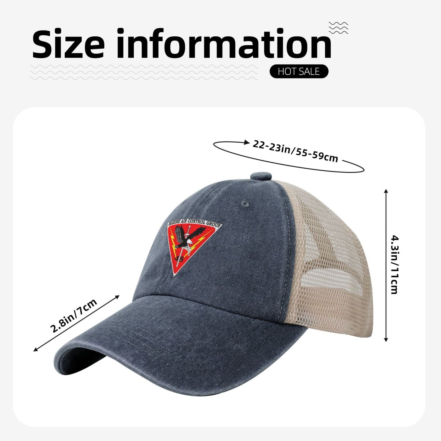 MACG 48 Insignia Printed unisex baseball cap adjustable grid baseball cap veteran gift
