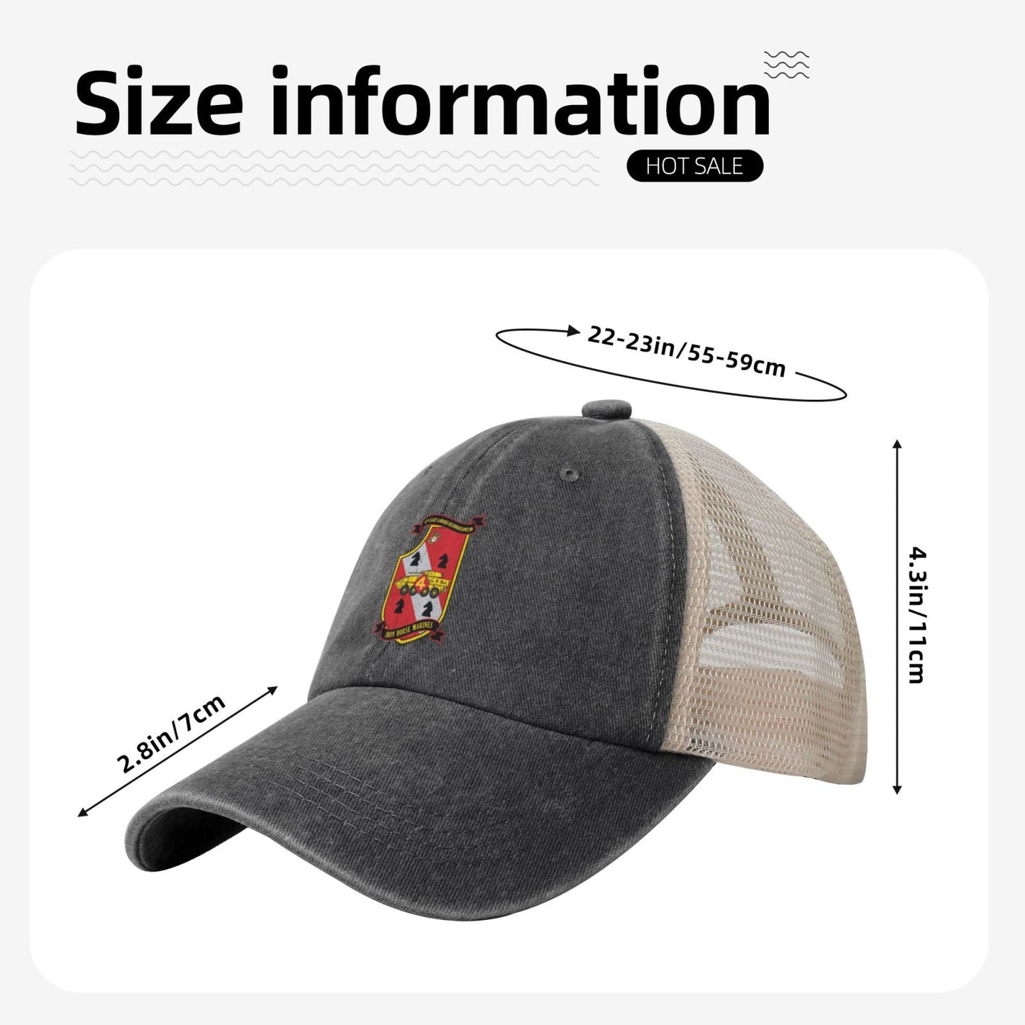 USMC-4th Light Armored Reconnaissance Battalion Printed unisex baseball cap adjustable grid baseball cap veteran gift