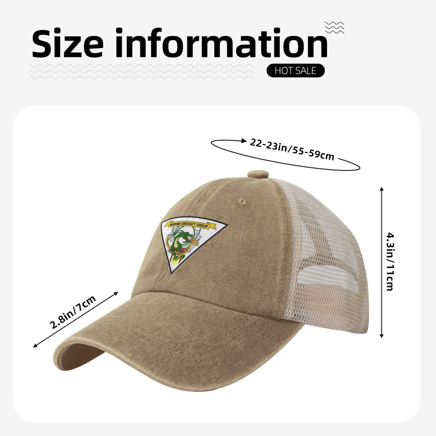 MAG-16 Insignia Printed unisex baseball cap adjustable grid baseball cap veteran gift