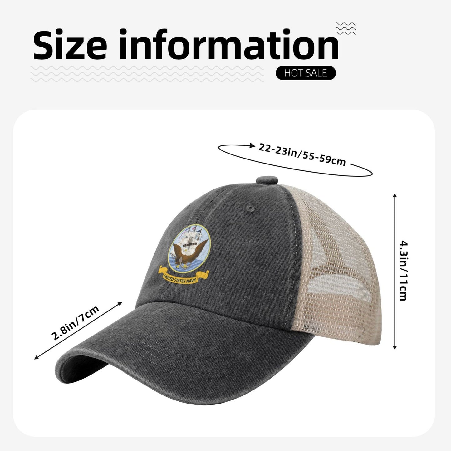 Flag Of The United States Navy Printed unisex baseball cap adjustable grid baseball cap veteran gift