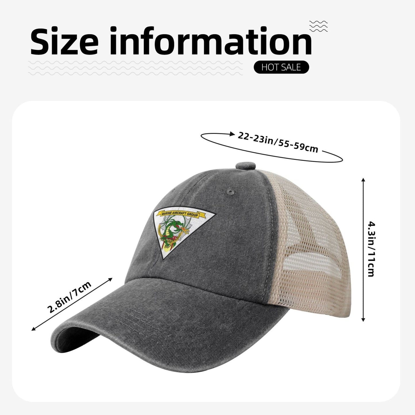 MAG-16 Insignia Printed unisex baseball cap adjustable grid baseball cap veteran gift