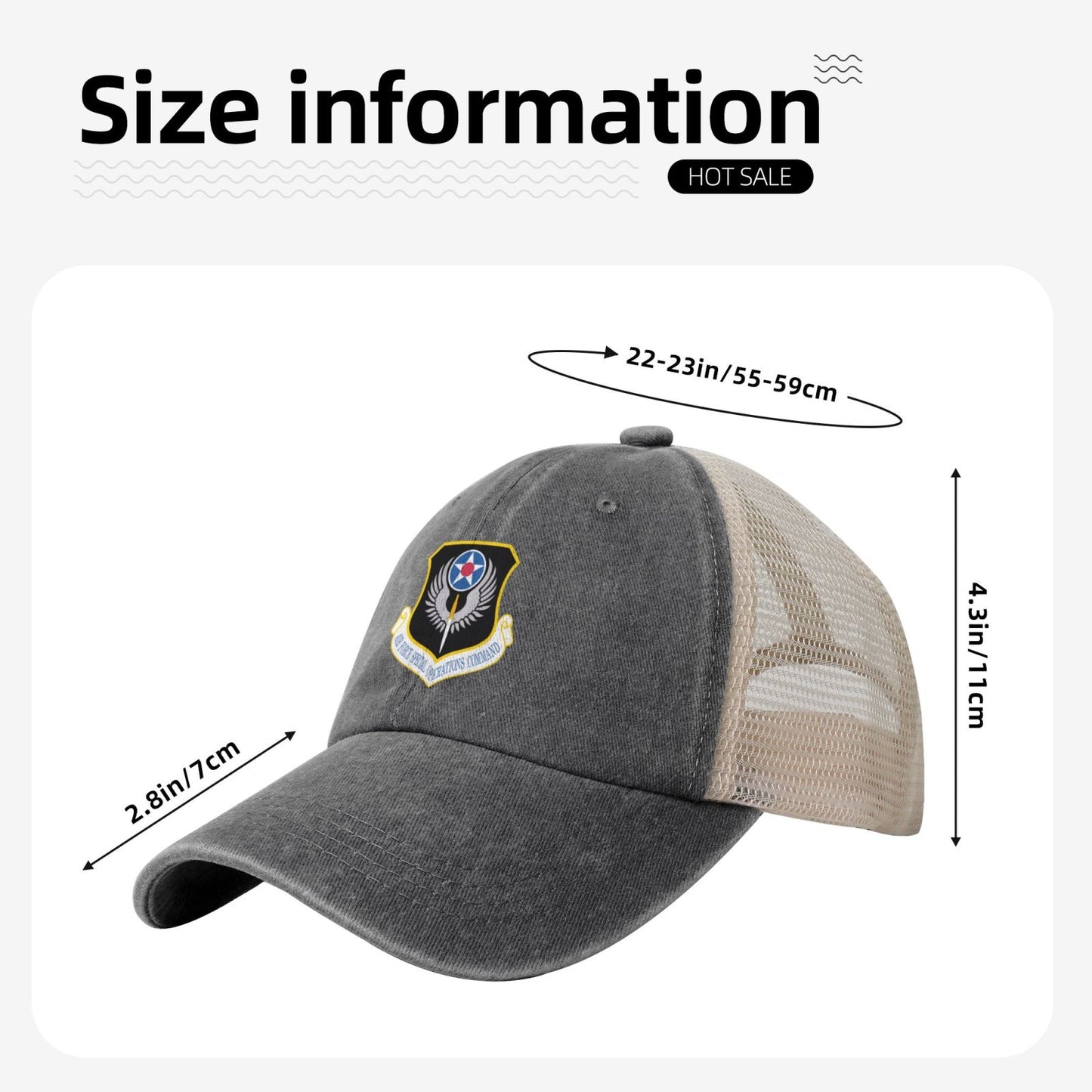 USAFSpecial Operations Command Printed unisex baseball cap adjustable grid baseball cap veteran gift