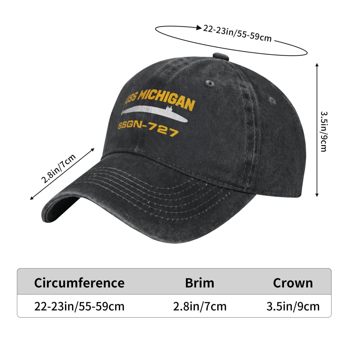 USS Michigan SSGN-727 Printed unisex baseball cap adjustable cap veteran gift