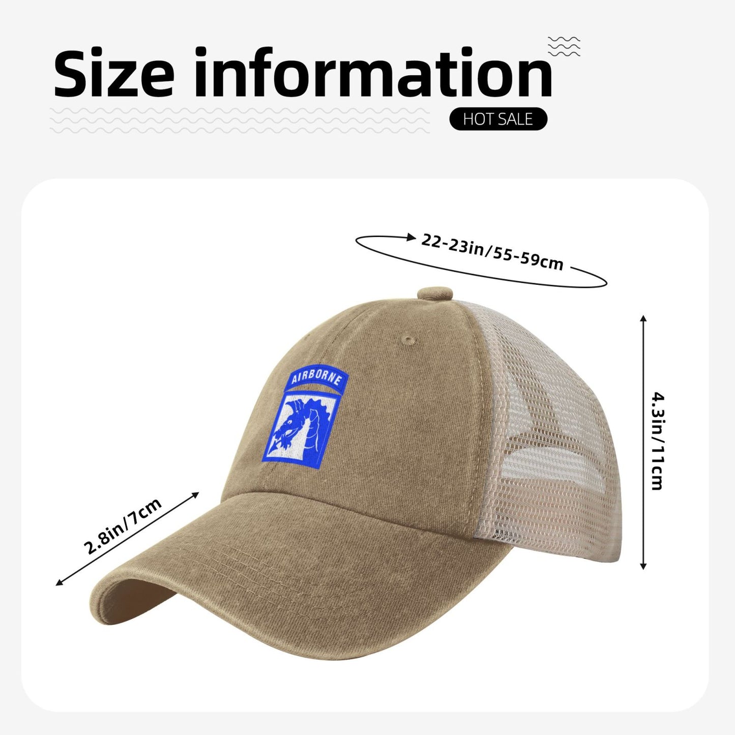 XVIII Airborne Corps CSIB Printed unisex baseball cap adjustable grid baseball cap veteran gift