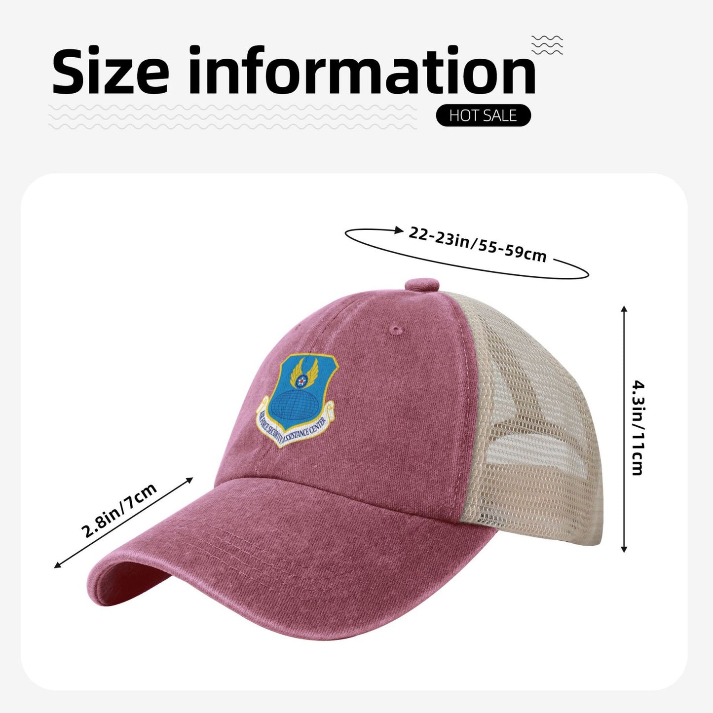 USAF-Security Assistance Center Printed unisex baseball cap adjustable grid baseball cap veteran gift