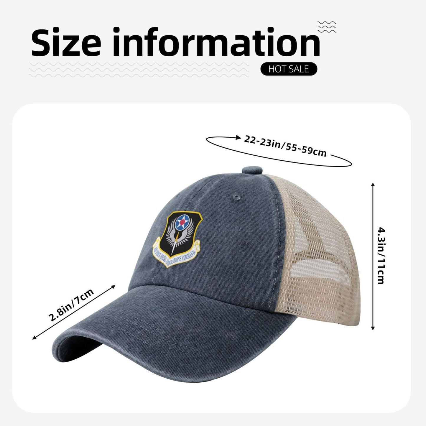 USAFSpecial Operations Command Printed unisex baseball cap adjustable grid baseball cap veteran gift