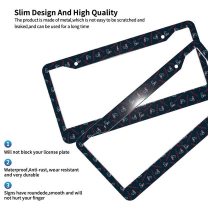 Houston Texans Print front rear license plate holder circular hole license plate holder (one pair)