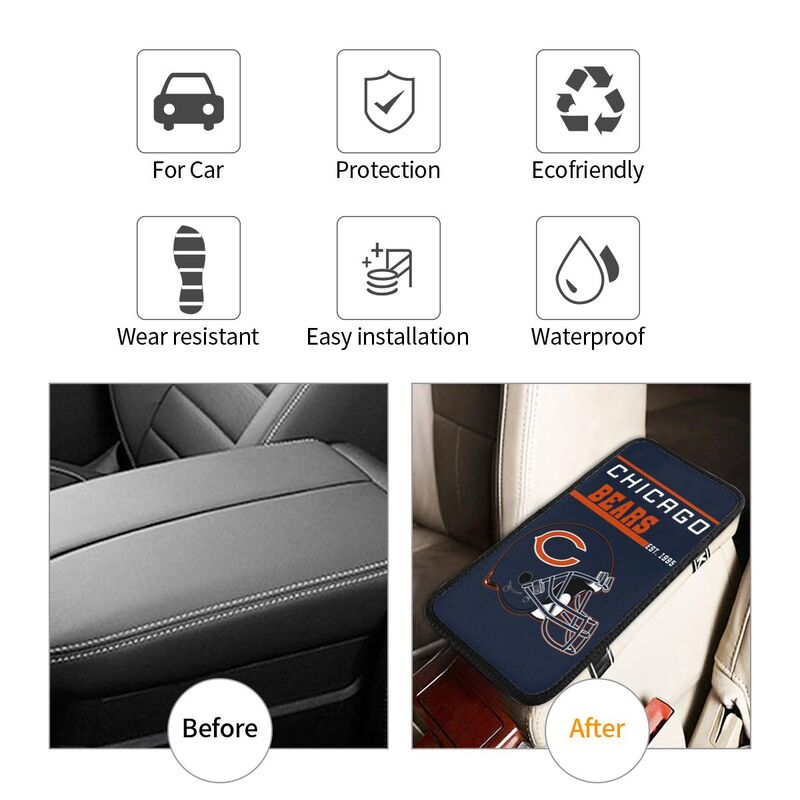 Chicago Bears Print car armrest box cushion armrest protective cover