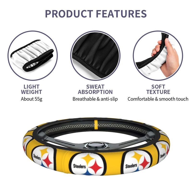 Pittsburgh Steelers 4 Printed breathable anti slip cover elastic steering wheel cover