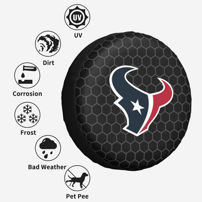 Houston Texans Grid printed car tire cover dustproof and waterproof tire cover