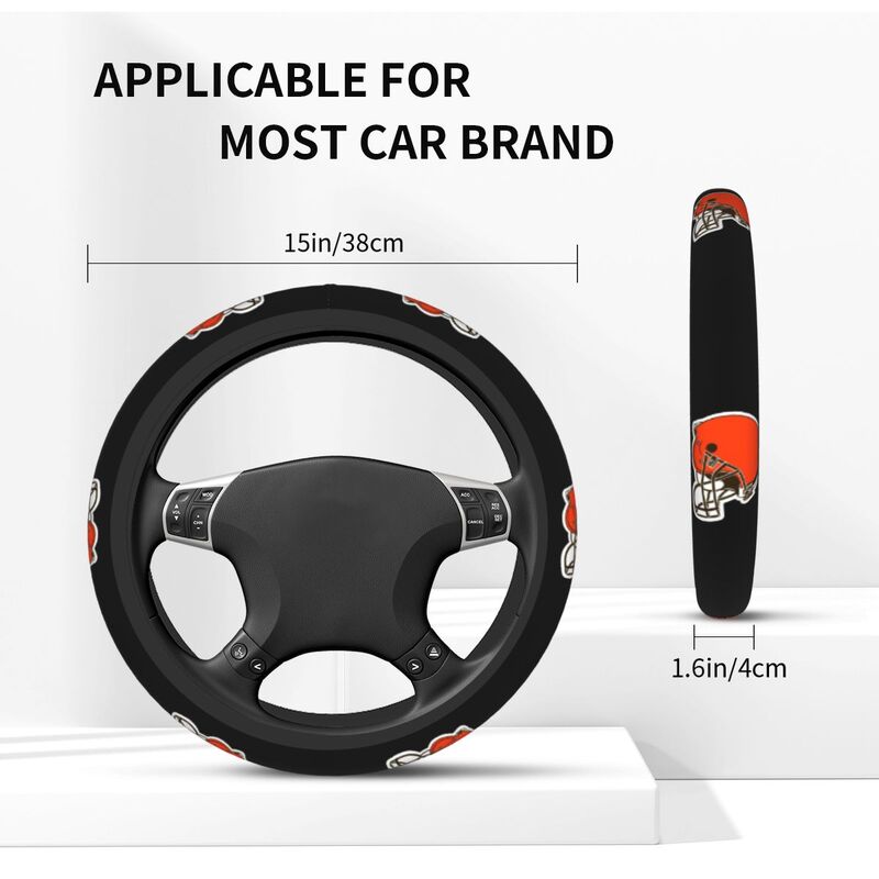 Cleveland Browns Printed car anti-skid cover elastic steering wheel cover