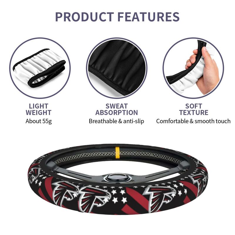 Atlanta Falcons 2 Printed breathable elastic steering wheel cover anti slip cover