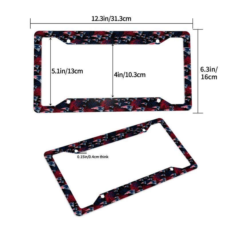 New England Patriots Print Car license plate frame four hole license plate holder (one pair)