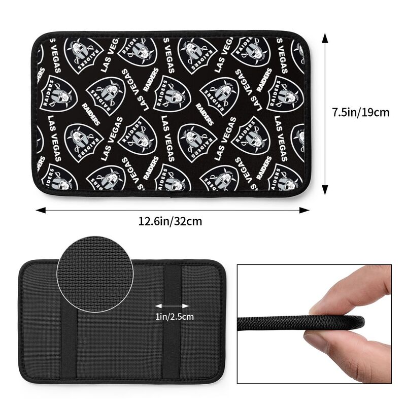 Car armrest box pad Las Vegas Raiders4 Printed central armrest box pad anti slip pad