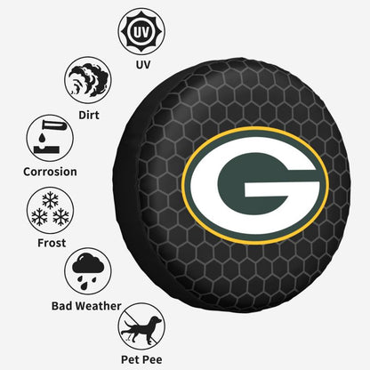Green Bay Packers 2 Grid printed car tire cover dustproof and waterproof tire cover