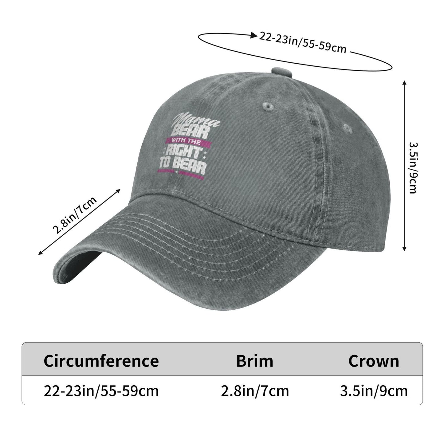Mama Bear With The Right To Bear Printed unisex baseball cap adjustable cap outdoor hats trucker gift hat