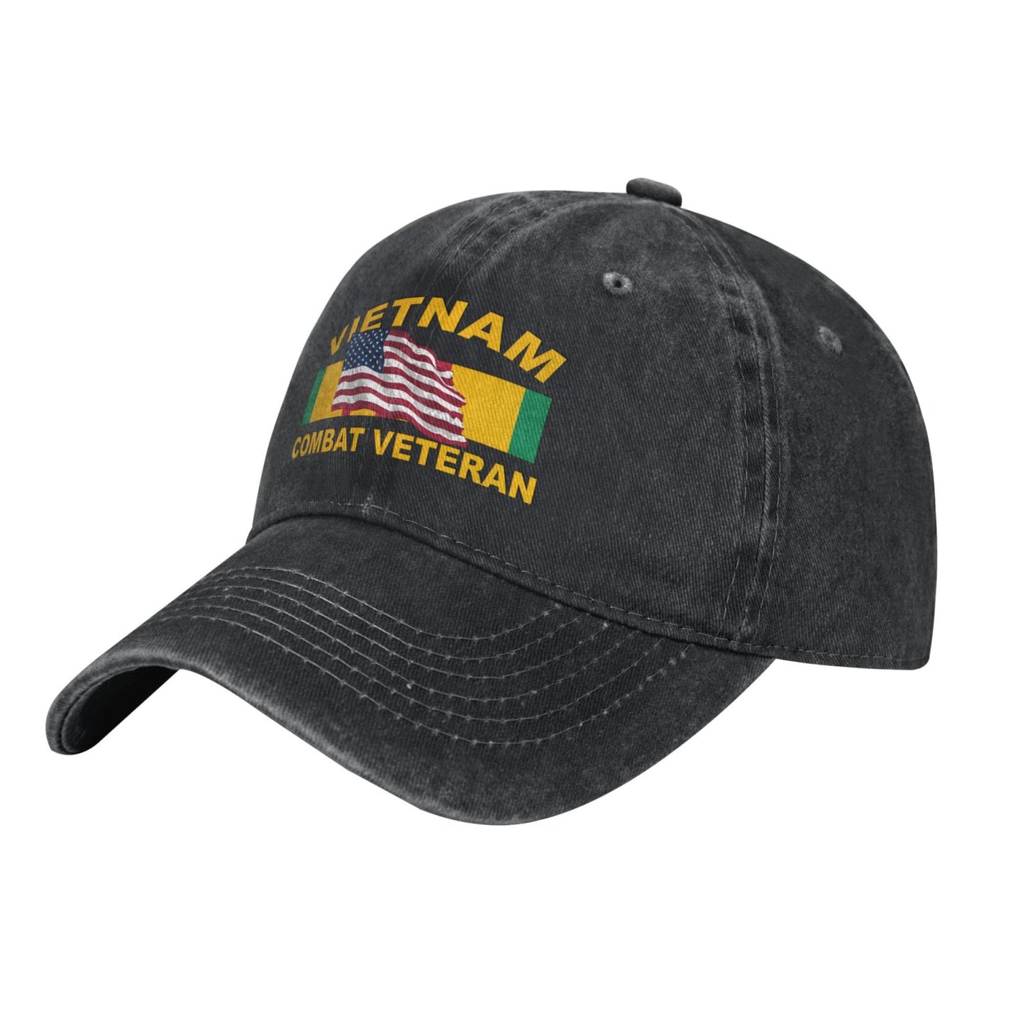 Vietnam Combat Veteran With Flag Printed unisex baseball cap adjustable cap outdoor sun hats trucker hat