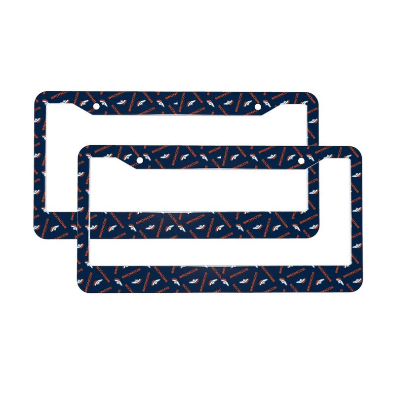 Denver Broncos Print front rear license plate holder circular hole license plate holder (one pair)
