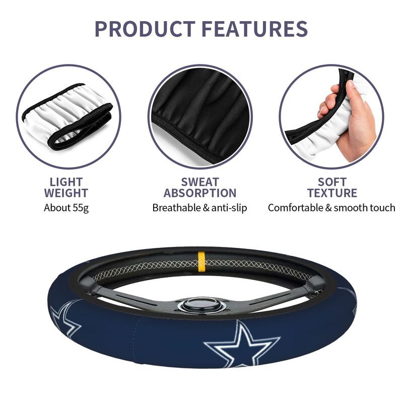 Dallas Cowboys 5 Printed breathable anti slip cover elastic steering wheel cover