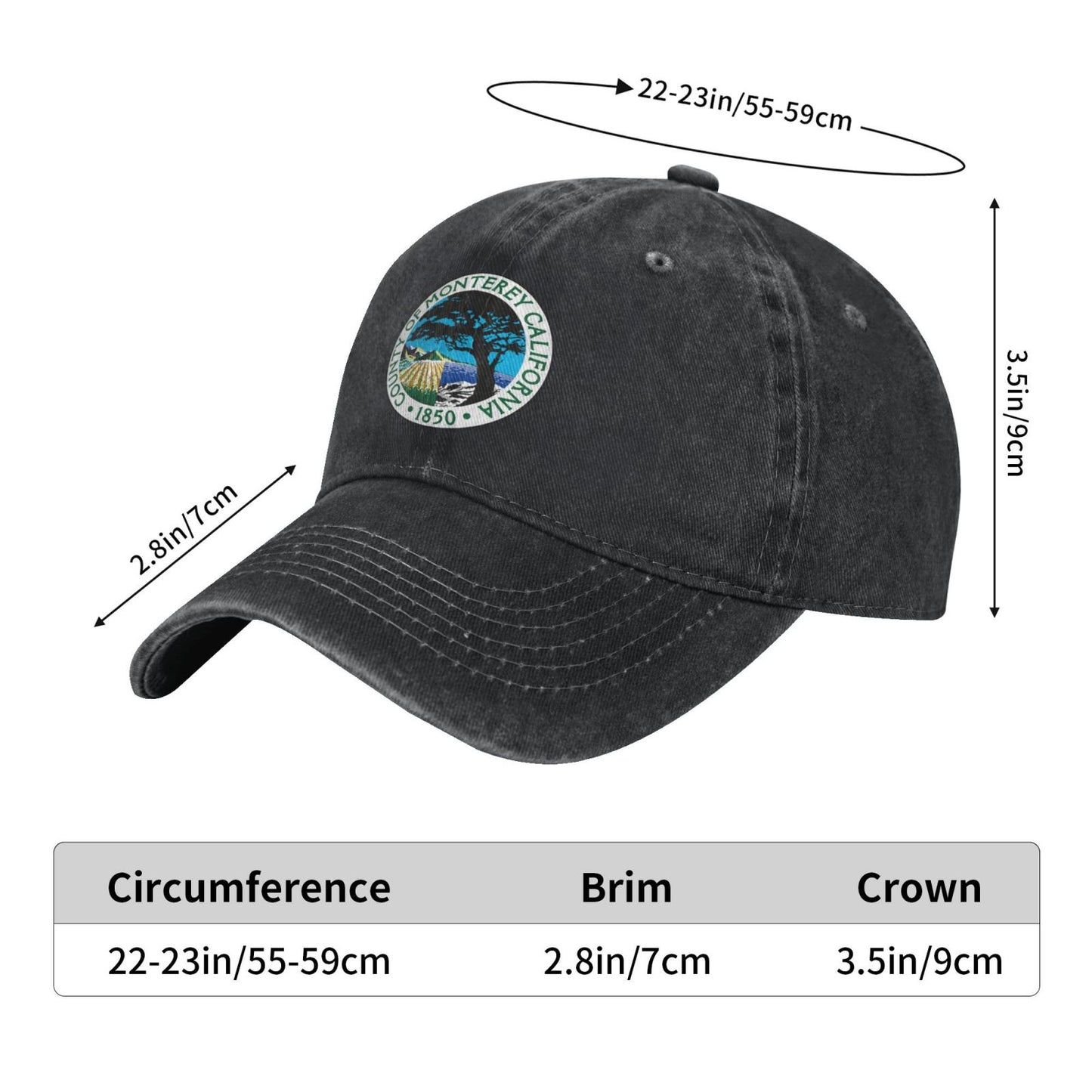 COUNTY OF MONTEREY CALIFORNIA Printed unisex baseball cap adjustable cap outdoor sun hats trucker hat