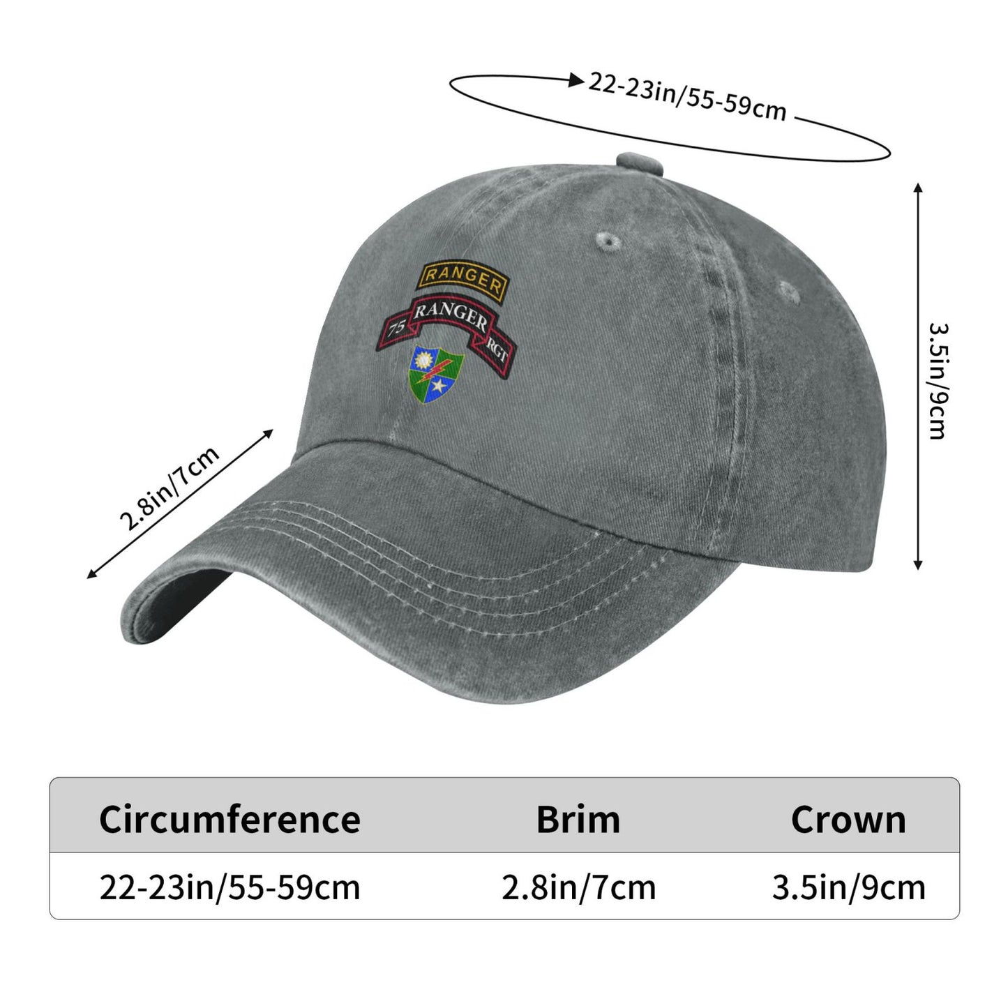 75th Ranger Printed unisex baseball cap adjustable cap outdoor sunshade trucker hat