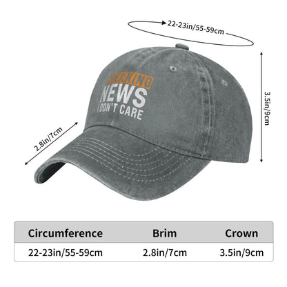 Breaking News I Don't Care Printed unisex baseball cap adjustable cap outdoor sun hats trucker hat