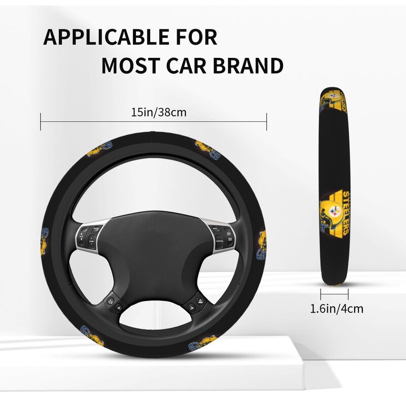 Pittsburgh Steelers 3 Printed elastic steering wheel cover anti slip breathable