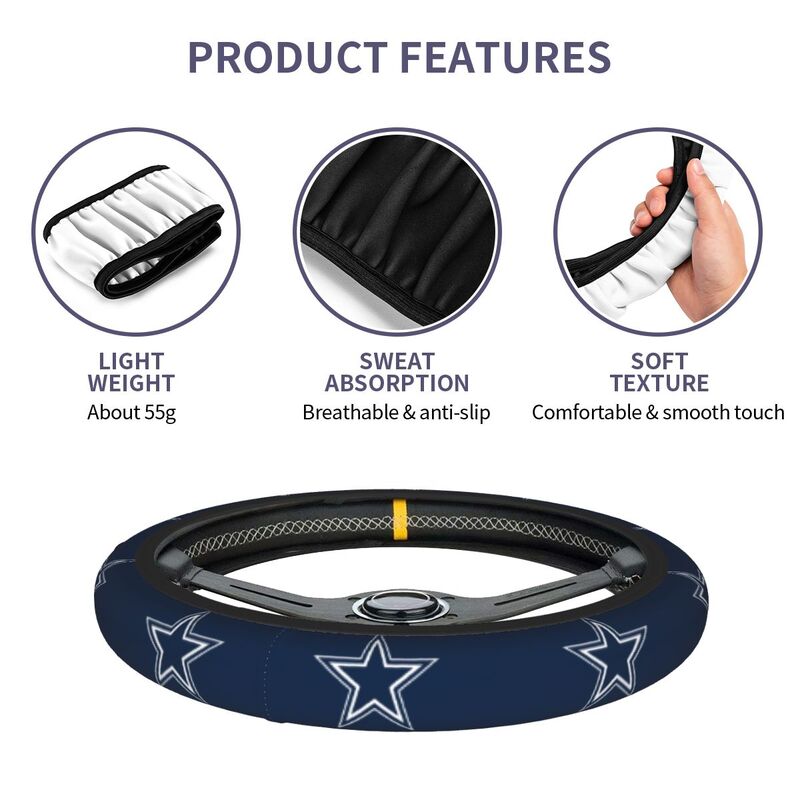 Dallas Cowboys 3 Printed elastic steering wheel cover breathable protective cover