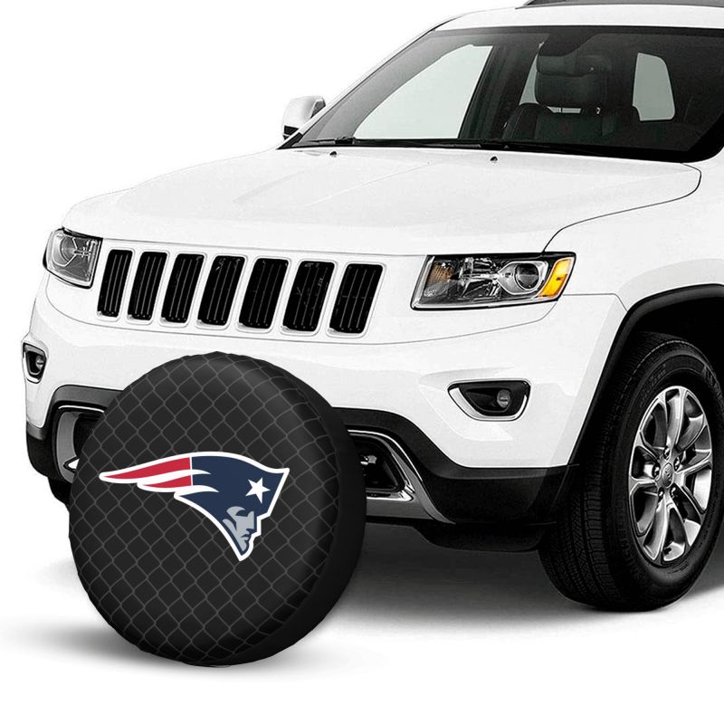 New England Patriots Grid background car tire waterproof dustproof protective cover