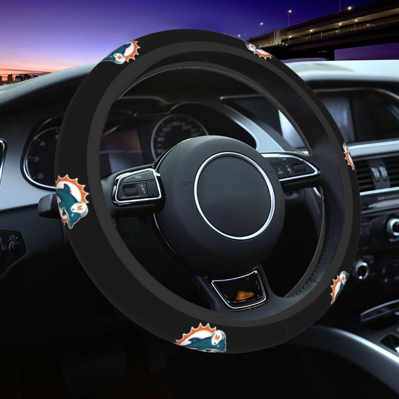 Miami Dolphins Printed breathable elastic steering wheel cover anti slip cover