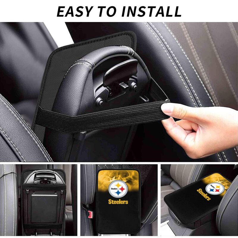 Car armrest box pad Pittsburgh Steelers 9 Printed central armrest box cushion protective pad