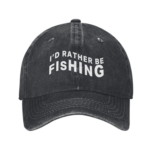 I'd Rather Be Fishing Printed unisex baseball cap adjustable cap outdoor trucker hat veterans Gifts
