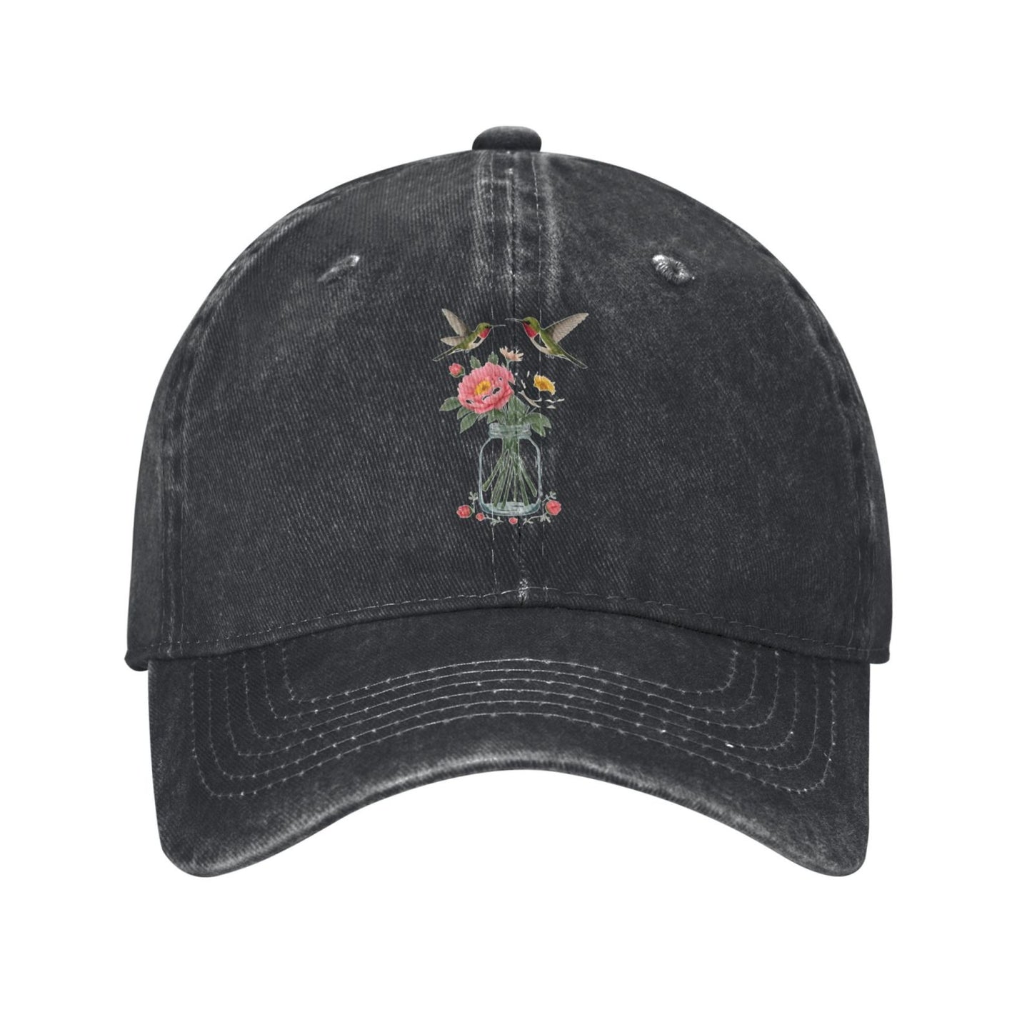 Hummingbird Floral Vase Printed unisex baseball cap outdoor hats adjustable cap trucker gift hat