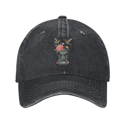 Hummingbird Floral Vase Printed unisex baseball cap outdoor hats adjustable cap trucker gift hat