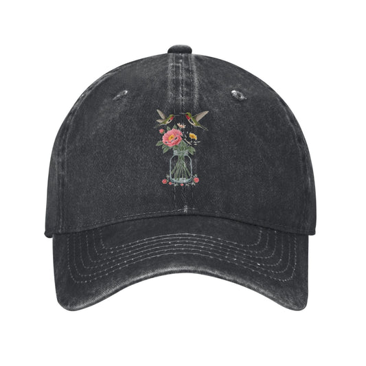 Hummingbird Floral Vase Printed unisex baseball cap outdoor hats adjustable cap trucker gift hat
