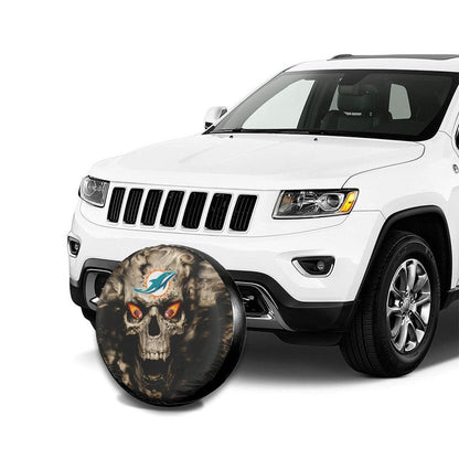 Miami Dolphins print Skull print car tire cover tire dust cover