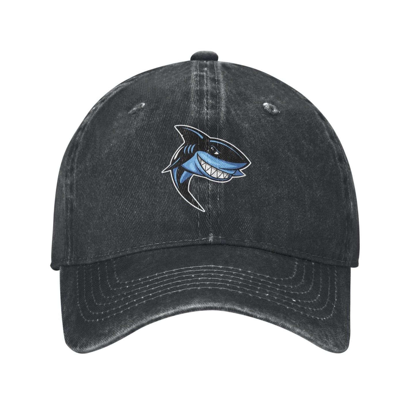 Evil Blue And Black Cartoon Shark Printed unisex baseball cap adjustable cap outdoor sun hats trucker hat
