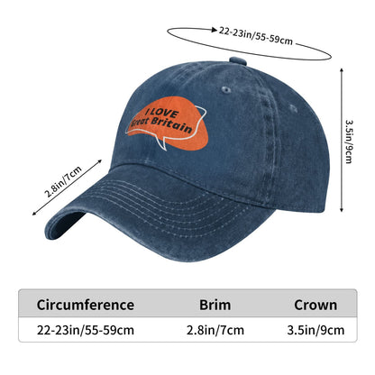 I Love The UK In An Orange Bubble Printed unisex baseball cap adjustable cap outdoor sun hats trucker hat