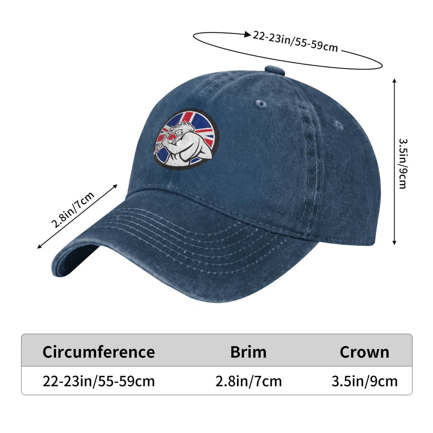 Zeus With Thunderbolt Union Jack Flag Printed unisex baseball cap adjustable cap outdoor sun hats trucker hat