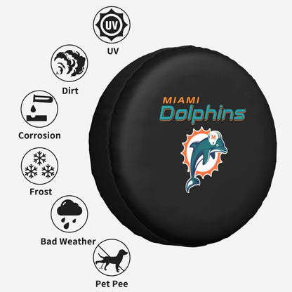 Miami Dolphins 2 Car tire protective cover waterproof and dustproof tire cover