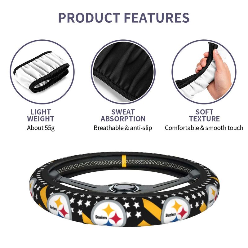 Pittsburgh Steelers Printed breathable elastic steering wheel protective cover